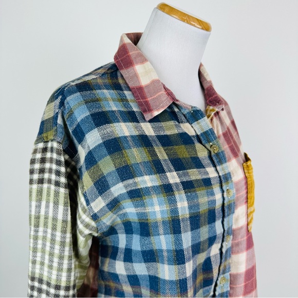 American Eagle Mixed Plaid Button Down Shirt XS - Picture 5 of 13